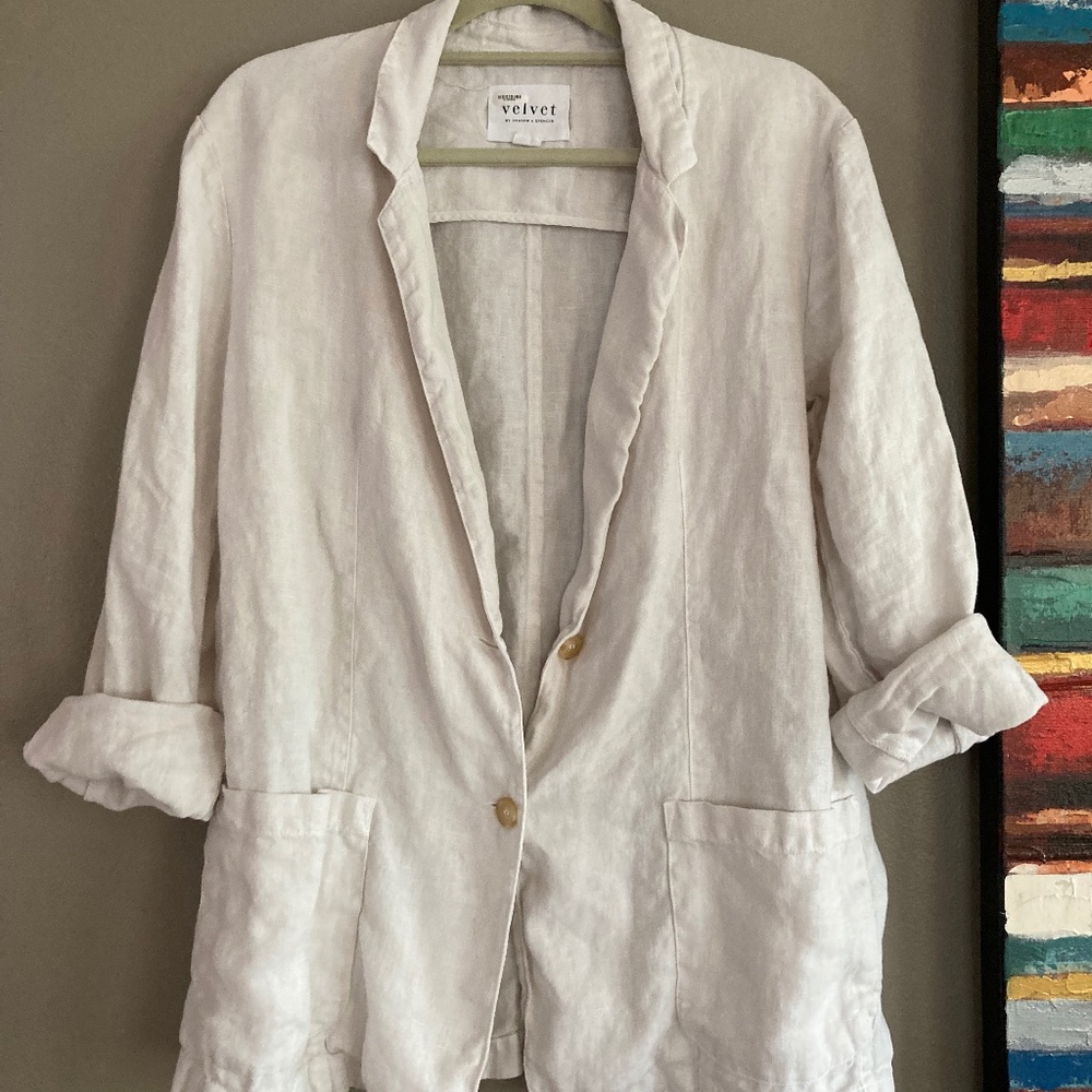 VELVET Lenny Heavy Linen Blazer Bisque Size L